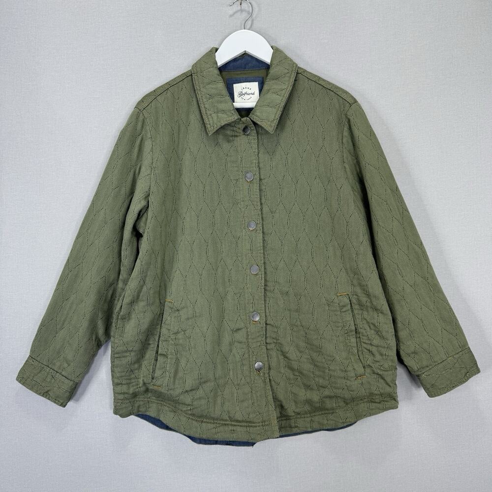 Jachs Girlfriend Quilted Jacket Womens XL Green Utility Shacket Academia Outdoor